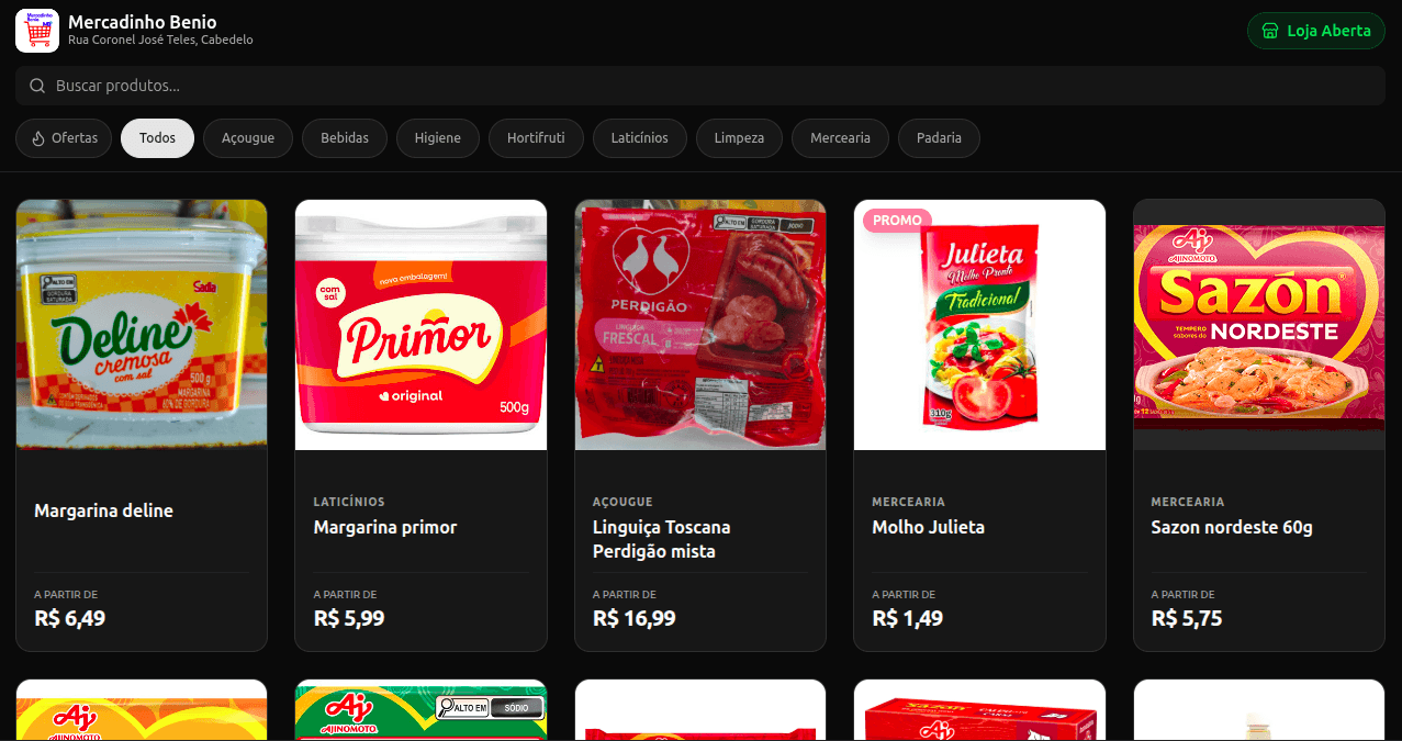 Mercadinho Benio • E-commerce & Backoffice
